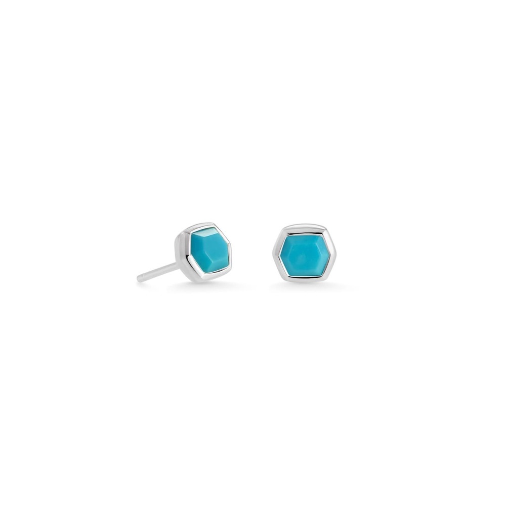 NWT Kendra Scott Davie Sterling Silver Stud Earrings in Turquoise / MSRP $80